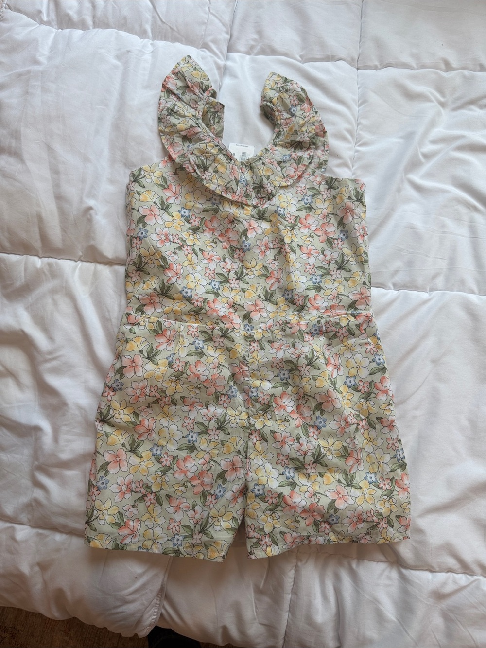 BNWT JANIE AND JACK Girls Floral Ruffle-Neck One-Piece Romper - size 5